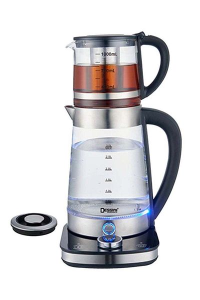 Dessini Electric Turkish Tea maker With 2.0L Glass Water Kettle 1.0L Tea Pot Tea Maker 2300 Silver/B