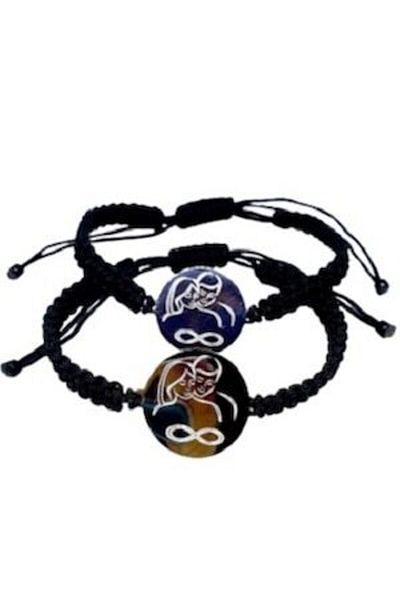 dalimag Set de 2 bratari negre personalizate pentru sot/sotie si semnul infinit