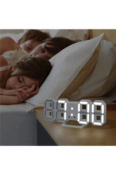 kios 3D LED Digital Wall Clock for Home, Alarm Clock Table Clock Wall Hanging, Auto-Adjustable Brigh