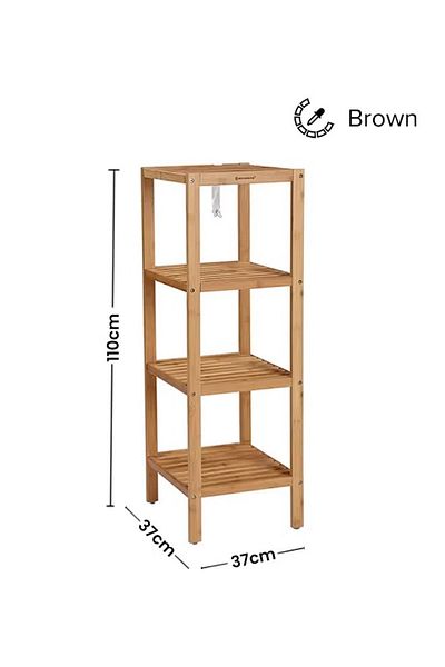 rexa 4-Tier Bamboo Shelf Storage Rack Brown 37x37x110centimeter