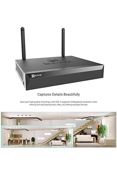 EZVIZ مسجل فيديو شبكي لاسلكي X5S-4W (NVR) مع مخرج HDMI/VGA، يدعم ما يصل إلى 4 كاميرات Wi-Fi