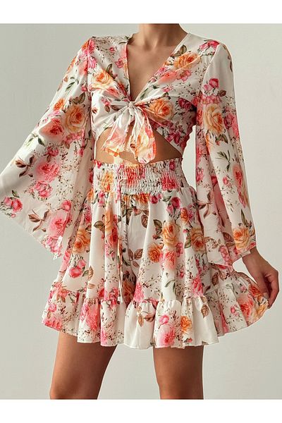 Friday Mood Women's Patterned Skirt Blouse Set
