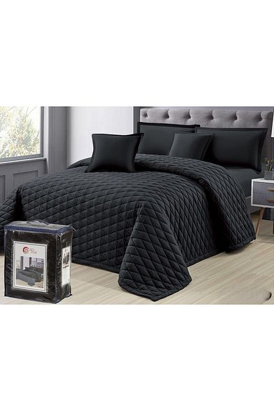 Moon Summer Plain Microfiber Double Bedspread 6 Pieces Quilt Size 250x230 cm