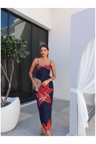 ESRAHELVACI Φόρεμα με λεπτό λουράκι με floral σχέδιο