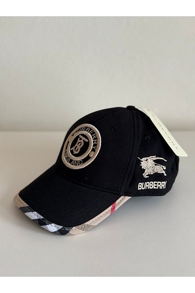 NO BRAND Unisex Black Sports Hat – Embroidered and Plaid Detailed Design