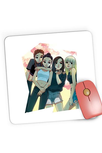 OEM Mousepad Gaming Blackpink All Gang Team Cartoon Kpop, 21x19 cm