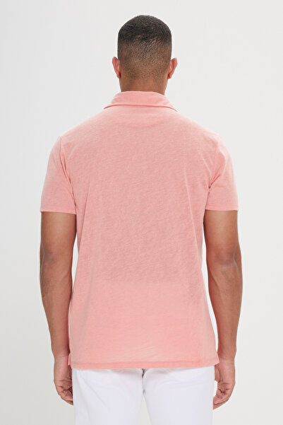 AC&Co / Altınyıldız Classics Men's Dusty Rose Slim Fit Narrow Cut Polo Neck Plain Casual T-Shirt