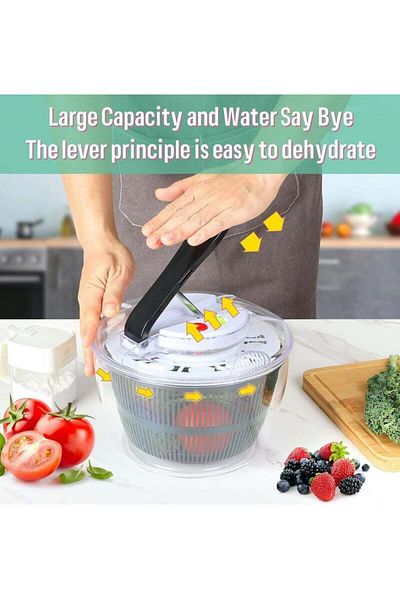 Saharaz 5L Salad Spinner, Multifunction,BPA Free,For Salad Greens, Lettuce, Fruits and Vegetables