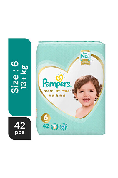 Pampers حفاضات بريميوم كير مقاس 6، 13+ كجم، 42 قطعة