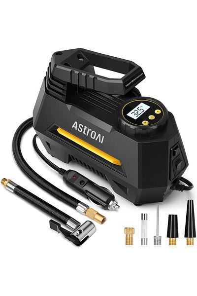 AstroAI Tyre Inflator Air Compressor 12V, Portable Electric Car Tyre Pump with Tyre Pressure Gauge,