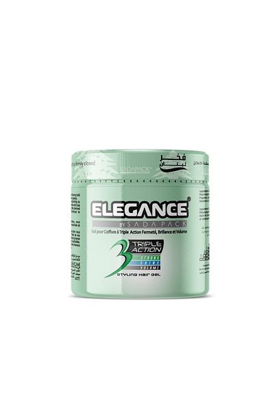 Elegance Triple Action Hair Gel – Green, 250ml – Strong Hold, Glossy Finish, Flexible Styling