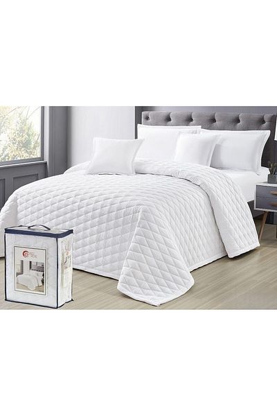 Moon Summer Plain Microfiber Double Bedspread 6 Pieces Quilt Size 250x230 cm