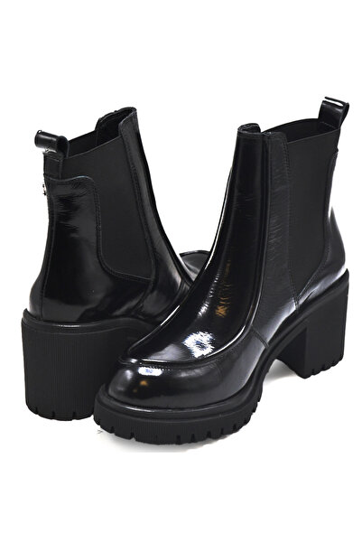 Venüs Kadın Maskülen Deri Bot Siyah Rugan 2451510K