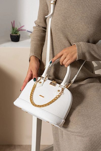 Just Polo Women's Medium Size Embossed Patterned Chain Strap Hand & Shoulder Bag 344076Pc