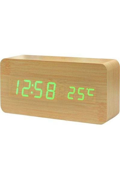 Generic Electronic LED Digital Wooden Alarm Clock Brown 17.00 x 5.50 x 9.20cm