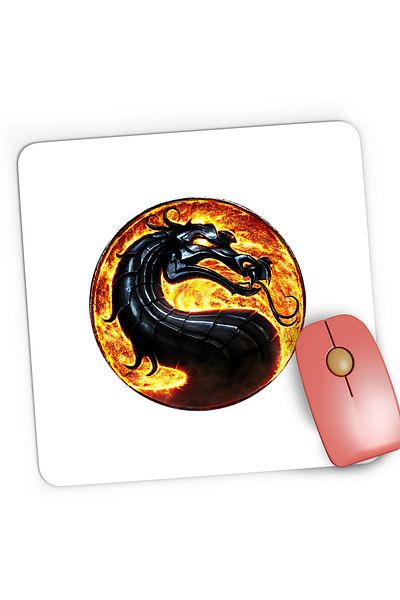 OEM Mousepad Gaming Mortal Kombat Sarpe Dragon Video Games Gold, 21x19 cm