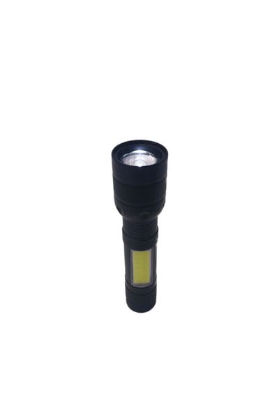 dalimag USB Rechargeable Flashlight, Two LEDs, Black, Adjustable, Aluminum, 13x2.5x3.5 cm