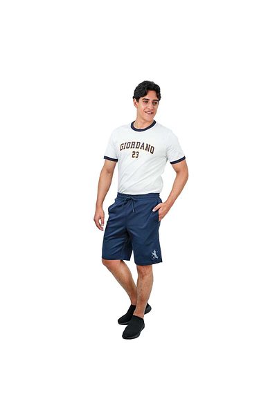Giordano شورت رجالي ذو خصر مطاطي متشابك.