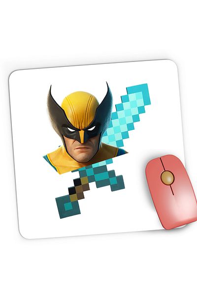OEM Mousepad Gaming Wolverine XMen Diamond Sword Minecraft, 21x19 cm