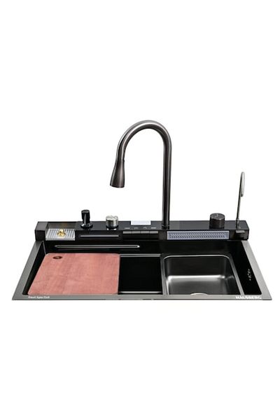 Hausberg Chiuveta multifunctionala din otel inoxidabil, baterie, cuva fructe/legume, tocator, 750x460x220