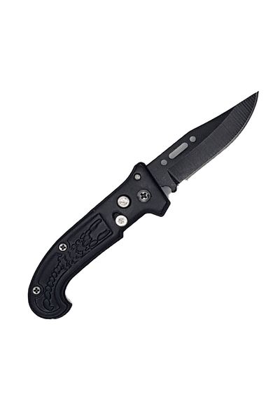 dalimag Cuțit cu buton de deschidere automată a lamei, lamă de oțel, Dalimag, negru, scorpion, 16 cm