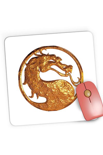 OEM Mousepad Gaming Mortal Kombat Emblem Maestru Dragon Gold, 21x19 cm