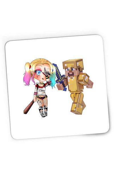 OEM Mousepad Gaming Joker Harley Quinn Minecraft Gold Skin, 21x19 cm