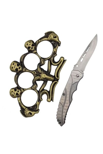 dalimag Set pumnal tip box, rozeta autoaparare, 3 cap mort, 1 cm grosime, verde si cutit tip briceag model d