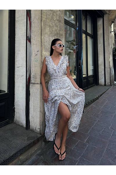 Friday Mood Rochie de damă cu modele florale cu volane