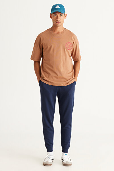 AC&Co / Altınyıldız Classics Ανδρικό μπλουζάκι Mink Oversize Loose Cut Crew Neck 100% βαμβάκι με στάμπα