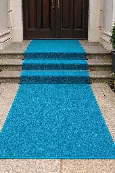 Dinarsu Protokol Halısı Düğün, Tören, Etkinlik Halısı– Kırmızı / Turkuaz Orga...