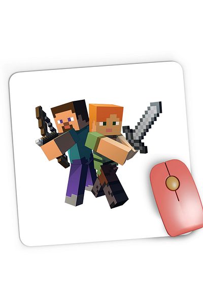 OEM Mousepad Gaming Steve Alex Fight Minecraft, 21x19 cm