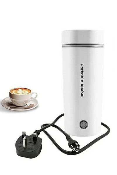 COOYA Portable Electric Kettle, Stainless Steel Liner, Instant Single Cup Water Heater (350ml White)