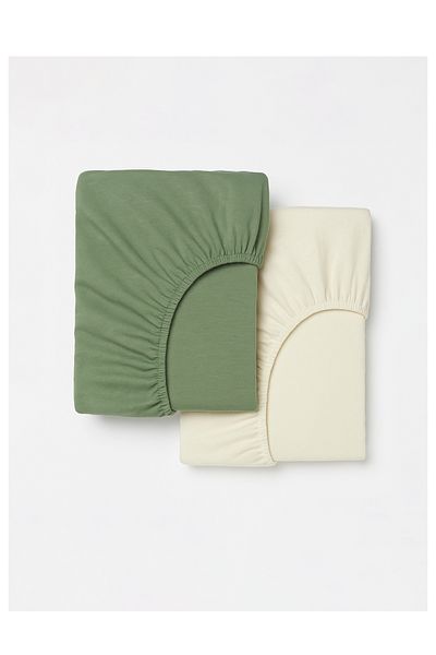 NG Collection Set of 2 Fitted Sheets – Suitable for Baby & Children's Bed 60X120 cm 100% Cotton