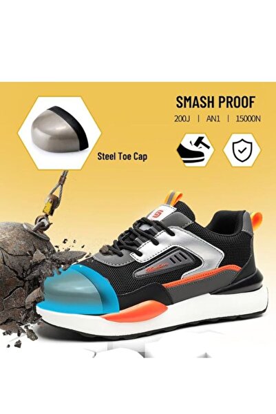 SLIMTA Safety Shoes for Men & Women Breathable Flying Woven Anti Smash Lightweight PU Sole Sporty Work Shoe