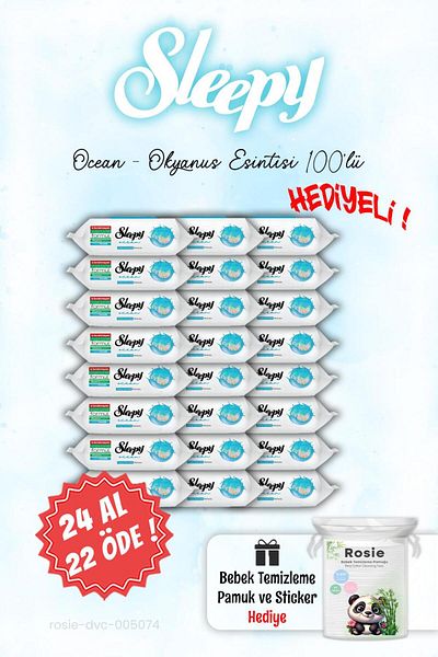 Sleepy Buy 24 Pay 22 100-Piece Ocean - Ocean Wet Towels and Rosie