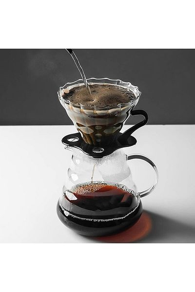 Lumely V60 Manual Coffee Share Pot With Filter Glass Clear,with Removable Base,600ML