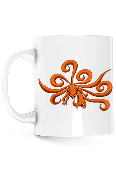 OEM Naruto Dragon Fox Orange Fox Anime Mug, white, 330 ml