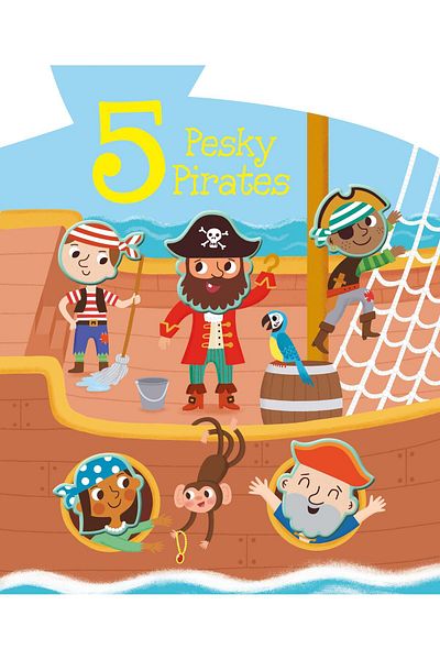 North Parade Children's book, NPP, 5 Pesky Pirates - Children's Touch & Feel Silicone Book, 1+ years