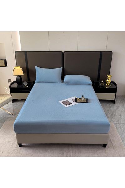 Casa New Concept 3 Piece Velvet Bed Linen Set – Fitted Sheet 232x250 + 2 Pillowcases 50x70