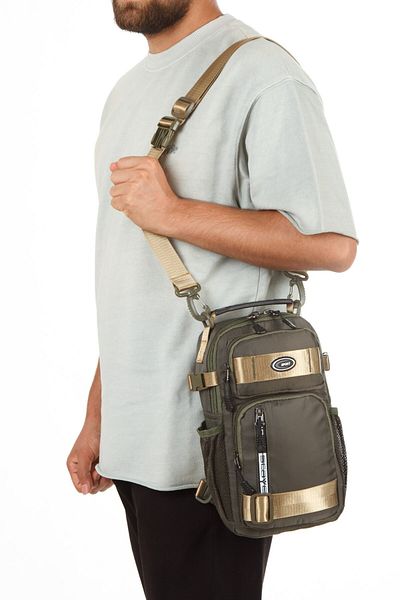 Newish Polo Men's Fabric Cross Chest and Shoulder Bag - Khaki
