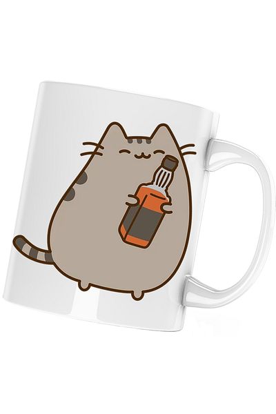 OEM Pusheen Cat Whiskey Mug, Plush Cat, white, 330 ml