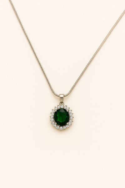 isikaccessories Green Solitaire Necklace