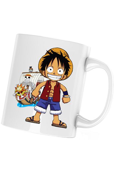 OEM Straw Hat Pirates Monkey Luffy One Piece Straw Hat Mug, white, 330 ml