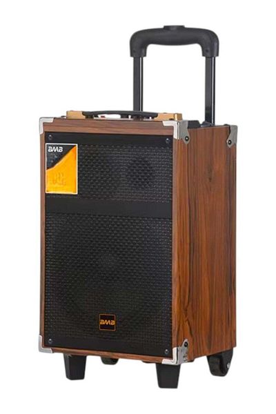 Bmb Portable Wireless Super Bass 8 Inch Wireless Wooden DJ Speaker with FM Radio and Mini Subwoofer