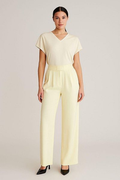 Hazel Women's Yellow High Waist Velcro Palazzo Pants