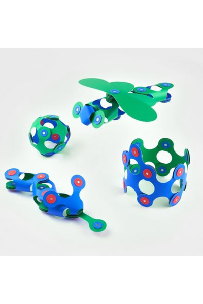 Clicstoys Clixo Magnetic Building Set, Itsy Pack Blue-Green 18