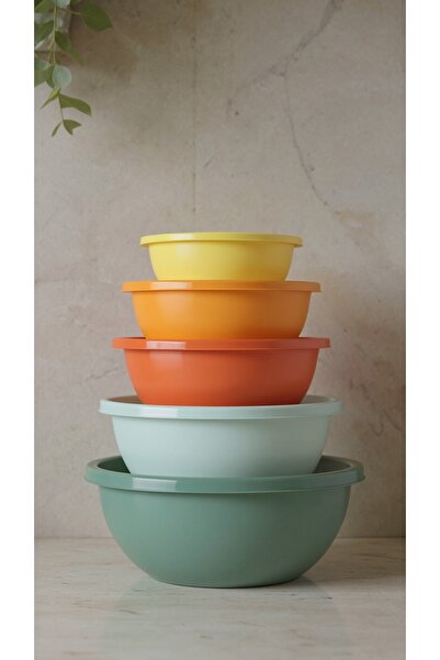 Justyol Set of 5 Neo Aura Round Mixing and Storage Containers – Badya (30, 25, 22, 19, 16.5 cm)