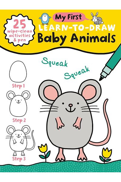 North Parade Book for children, NPP, Children's Learn-To-Draw Activity Book - Baby Animals, 4+ years