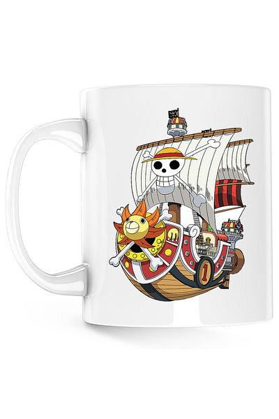 OEM One Piece Pirate Ship Sailor Luffy Anime Mug, white, 330 ml